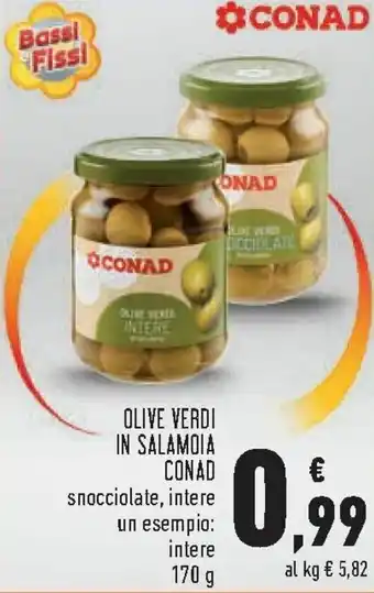 Conad Olive Verdi in Salamoia Conad 170 g offerta