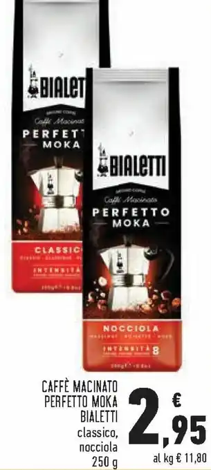 Conad Bialetti Caffè Macinato Perfetto Moka Classico, Nocciola 250 g offerta