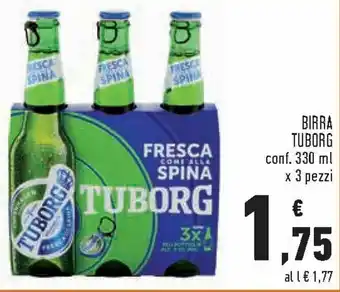 Conad Tuborg Birra conf. 330 ml x 3 pezzi offerta