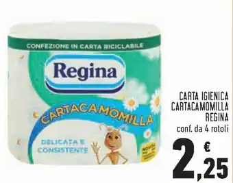 Conad Regina Carta Igienica Cartacamomilla conf. da 4 rotoli offerta