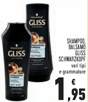 Conad Gliss Schwarzkopf Shampoo, Balsamo offerta