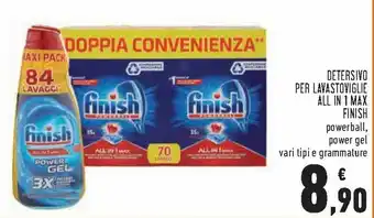 Conad Finish Detersivo Per Lavastoviglie All in 1 Max Powerball, Power gel offerta