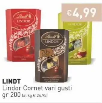 Prezzemolo e Vitale Lindt Lindor Cornet 200gr offerta