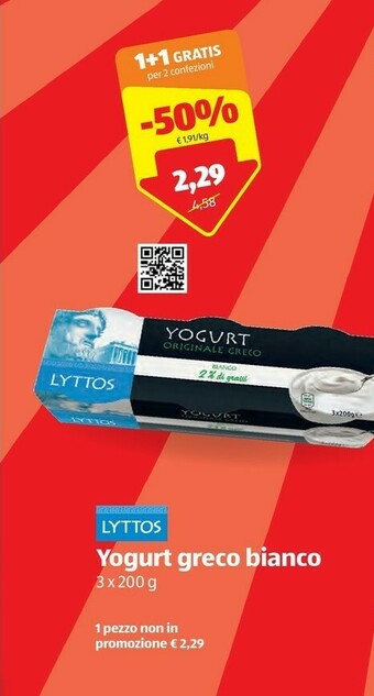 ALDI Lyttos Yogurt Greco Bianco offerta