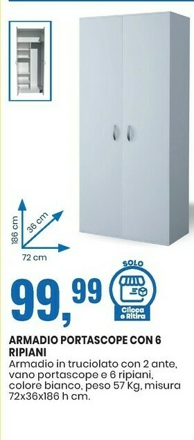 Eurospin Armadio Portascope Con 6 Ripiani offerta
