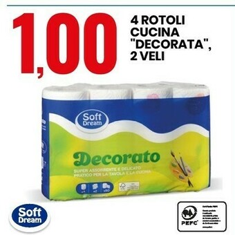 Eurospin Soft Dream 4 Rotoli Cucina Decorata 2 Veli offerta