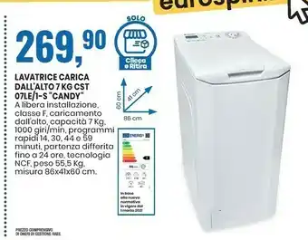 Eurospin Candy Lavatrice Carica Dall'alto 7 Kg CST 07LE/1-S offerta