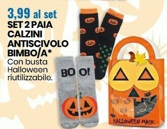Eurospin Set 2 Paia Calzini Antiscivolo Bimbo/ A offerta