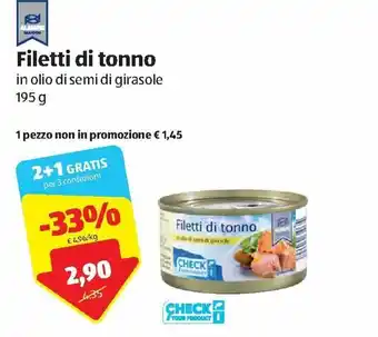 ALDI Filetti di tonno in olio di semi di girasole 195g offerta