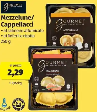 ALDI Mezzelune/ Cappellaci al salmone affumicato ai finferli e ricotta 250g offerta