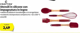 ALDI Crofton Utensili in silicone con impugnatura in legno offerta