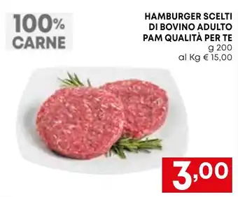 Borello Supermercati HAMBURGER SCELTI DI BOVINO ADULTO PAM QUALITÀ PER TE g 200 offerta