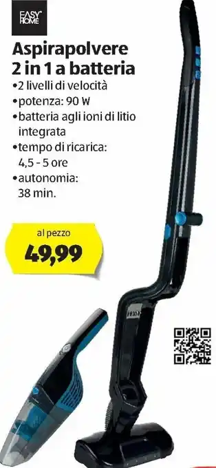 ALDI Easy Home Aspirapolvere 2 in 1 a batteria offerta
