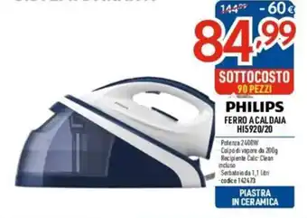 Elettrosintesi PHILIPS FERRO A CALDAIA HI5920/20 offerta