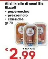 Despar Rizzoli Alici In Olio Di Semi Bio Peperoncino / Prezzemolo / Classiche offerta