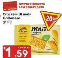 Eurospar Galbusera Crackers Di Mais 400 Gr offerta