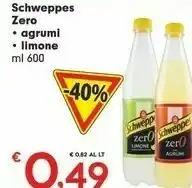 Eurospar Schweppes Gusto Agrumi Zero 600 G(ml) offerta