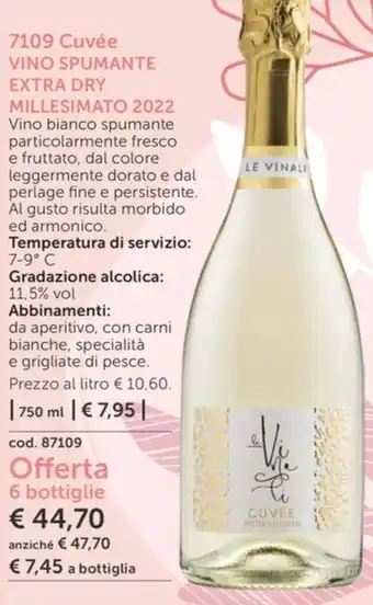 Bofrost Cuvée VINO SPUMANTE EXTRA DRY MILLESIMATO 2022 offerta