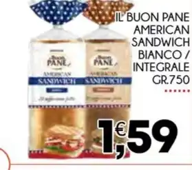 IL BUON PANE AMERICAN SANDWICH BIANCO/INTEGRALE GR.750
