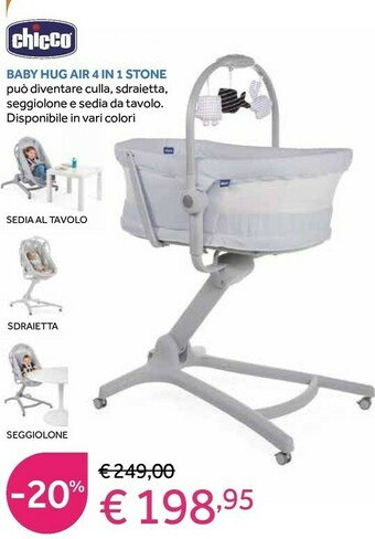 Prenatal Chicco Baby Hug Air 4 In 1 Stone offerta