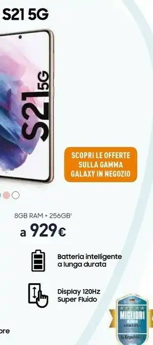 Unieuro Samsung Galaxy S21 5G 256 GB Display 6.2" Dynamic AMOLED 2X Phantom Pink offerta