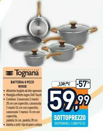 Unieuro Tognana porcellane Batteria 8 Pezzi Wood offerta