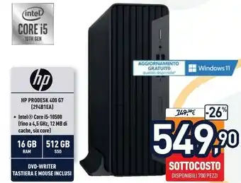 Unieuro HP ProDesk 400 G7 DDR4-SDRAM I5-10500 SFF Intel® Core™ I5 Di Decima Generazione 16 GB 512 GB SSD Windows 10 Pro PC Nero offerta
