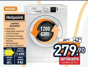 Hotpoint NFR328W IT N Lavatrice Caricamento Frontale 8 Kg 1200 Giri/min D Bianco