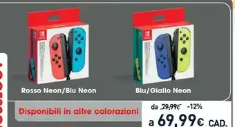 Unieuro Nintendo Switch Neon Red/Neon Blue Joy-Con Controller Set offerta