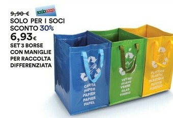 Set 3 Borse Con Maniglie Per Raccolta Differenziata