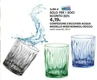 Ipercoop Bormioli Rocco Confezione 3 Bicchieri Acqua Modello Wind 30 Cl offerta