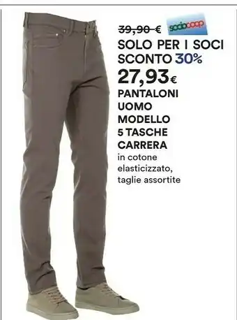 Coop Carrera Pantaloni Uomo Modello 5 Tasche offerta