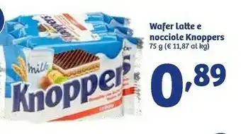 In'S Mercato Knoppers Wafer Latte E Nocciole 75 G offerta