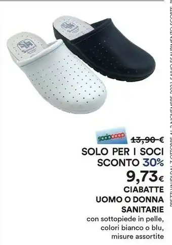 Ipercoop Ciabatte Uomo/ Donna Sanitarie offerta