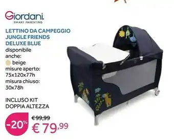 Prenatal Giordani Lettino Da Campeggio Jungle Friends Deluxe Blue offerta