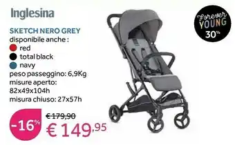 Prenatal Inglesina Sketch Nero Grey offerta