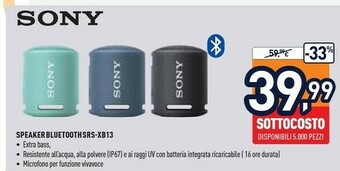 Unieuro Sony SRS-XB13 Altoparlante Portatile Mono Blu 5 W offerta