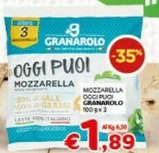 Crai Granarolo Granarolo - Oggi Puoi Mozzarella 300 g(ml) offerta