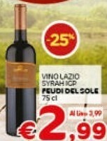 Crai Feudi Del Sole Vino Lazio Syrah IGP 750 Ml offerta
