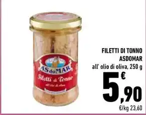 Conad FILETTI DI TONNO ASDOMAR all' olio di oliva, 250 g offerta