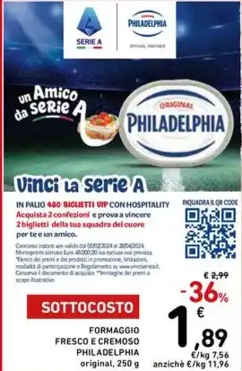 Spazio Conad FORMAGGIO FRESCO E CREMOSO PHILADELPHIA original, 250 g offerta