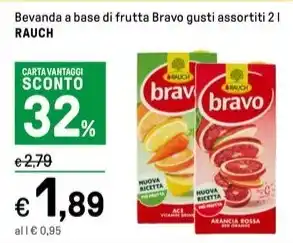 Iper La Grande Bevanda a base di frutta Bravo gusti assortiti 2 l RAUCH offerta