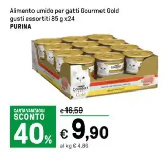Iper La Grande Alimento umido per gatti Gourmet Gold gusti assortiti 85 g x24 PURINA offerta