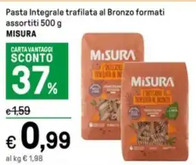 Iper La Grande Pasta Integrale trafilata al Bronzo formati assortiti 500 g MISURA offerta
