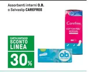 Iper La Grande Assorbenti interni O.B. o Salvaslip CAREFREE offerta