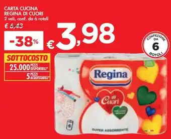 Bennet CARTA CUCINA REGINA DI CUORI 2 veli, conf. da 6 rotoli offerta