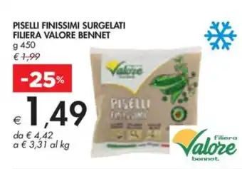 Bennet PISELLI FINISSIMI SURGELATI FILIERA VALORE BENNET g 450 offerta