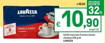 Iper La Grande Caffè macinato Crema e Gusto classico 250 g x6 LAVAZZA offerta