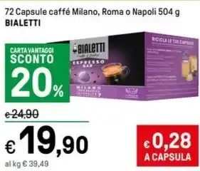 Iper La Grande 72 Capsule caffé Milano, Roma o Napoli 504 g BIALETTI offerta
