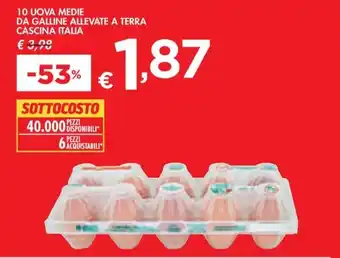 Bennet 10 UOVA MEDIE DA GALLINE ALLEVATE A TERRA CASCINA ITALIA offerta